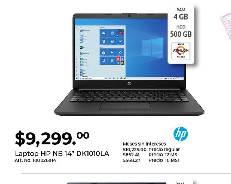 Oferta de Laptop HP por $9299