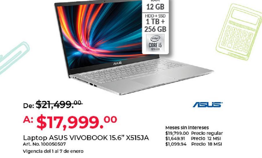 Oferta de Laptop Asus por $17999