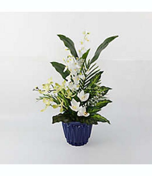Oferta de Arreglo floral de orquídeas blancas de cerámica W Home de 71.12 cm por $701.4