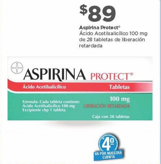 Oferta de Aspirina protect 100mg 28tabs por $89