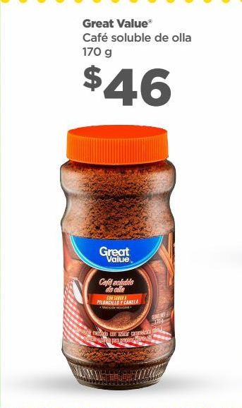 Oferta de Café soluble de olla Great Value 170g por $46
