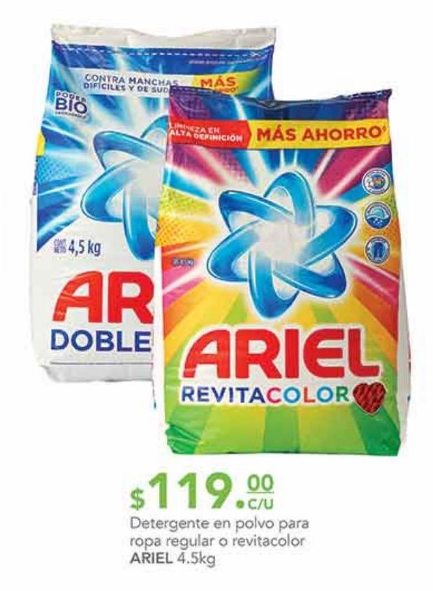 Oferta de Detergente en polvo Ariel revitacolor 4,5kg por $119