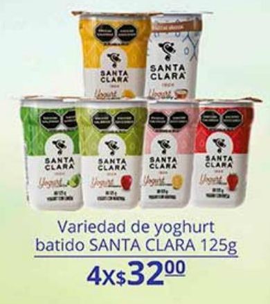 Oferta de Variedad de yoghurt batido Santa Clara 125g x4 por $32