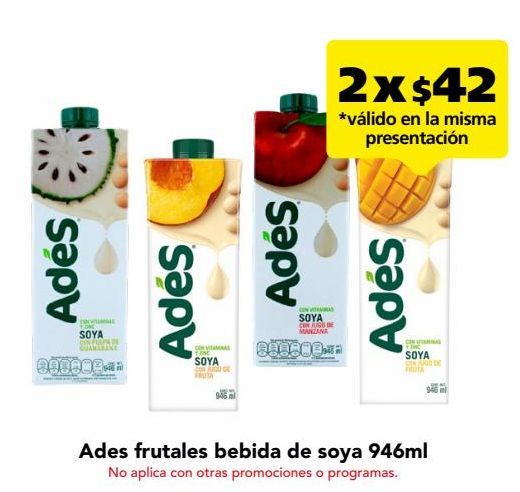 Oferta de Ades frutales bebida de soya 946ml  por $42