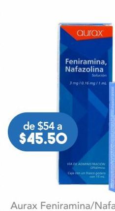 Oferta de Aurax Feniramina/Nafazolina solución 3/0.16mg 15ml. por $45.5