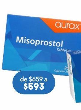 Oferta de Aurax Misoprostol 200mcg 28 Tabletas. por $593