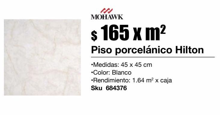 Oferta de Piso Hilton Blanco 45x45 Cm x m2 por $165