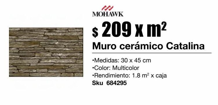 Oferta de Muro Catalina 30x45 cm x m2 por $209