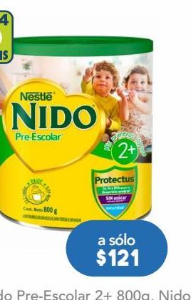 Oferta de NIDO PRESCOLAR LECHE EN POLVO 2+ C/800GR por $121