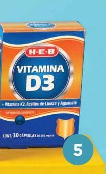 Oferta de Heb Vitamina D3+ Vitamina K2 D3 + Vitamina K2 30 Cap por 