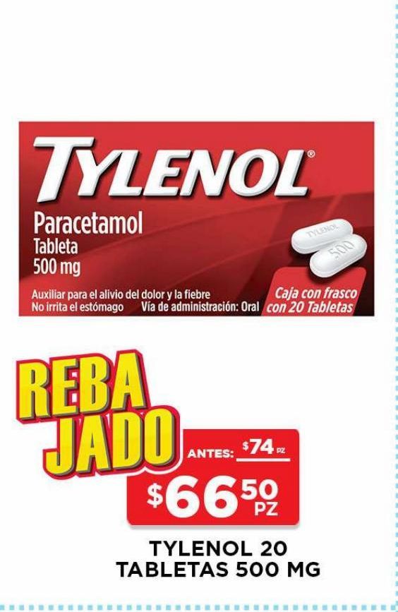Oferta de Tylenol Analgésico Tabletas 500mg 20 pz por 