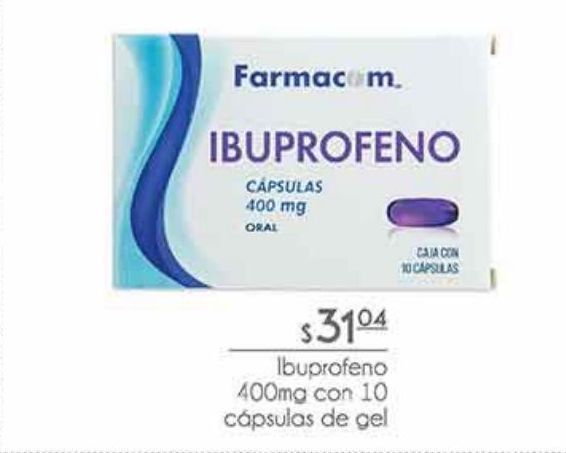 Oferta de Ibuprofeno 400mg con 10 cápsulas de gel por $31.04