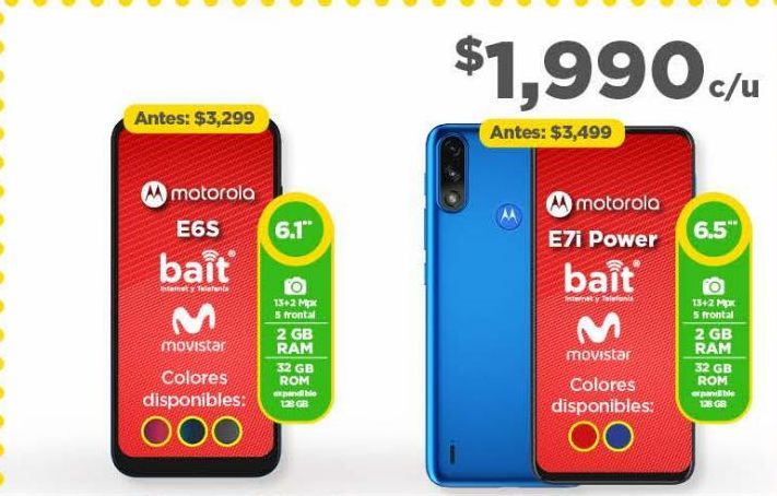 Oferta de Smartphone Motorola E7i 6,5" 2GB 32GB por $1990
