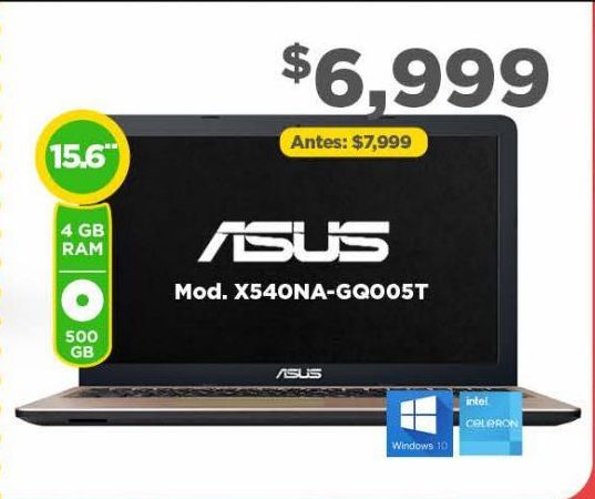 Oferta de Laptop Asus 15.6" 4GB 500GB por $6999