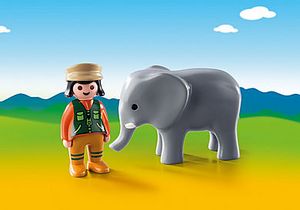 Oferta de 9381 1.2.3 Cuidadora con Elefante por $89 en Playmobil
