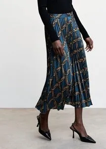 Oferta de Falda plisada estampado geométrico por $949 en Mango