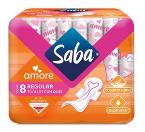 Oferta de Toalla Femenina Saba Amore con Alas Paquete con 8 Piezas por $15.1 en Scorpion