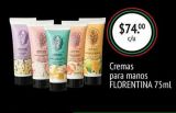 Oferta de Cremas para manos FLORENTINA 75ML por $74 en Fresko
