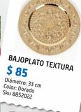 Oferta de Bajoplato textura dorado 33 centímetros por $85 en Sodimac Homecenter