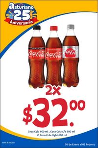 Oferta de Coca Cola 600ml 2 x $32.00 por $32 en El Asturiano