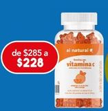 Oferta de Al Natural Vitamina C Suplemento Alimenticio Sabor Naranja 60 Piezas  por $228 en Farmacia San Pablo