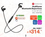Oferta de Audífonos Bluetooth Deportivos Motorola Moto SP 105 / In ear / Negro por $314.3 en RadioShack
