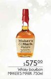 Oferta de Whisky bourbon Makers Mark 750ml por $575 en Fresko