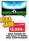 Oferta de Pantalla Ghia 32" LED Smart TV Netflix en HEB