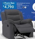 Oferta de Sofá reclinable para 1 persona Hometrends por $479 en Walmart