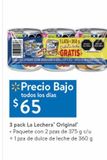 Oferta de 3 pack La Lechera Original paquete con 2 piezas de 275g + 1pza de dulce de leche 360g por $65 en Walmart