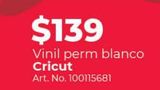 Oferta de VINIL PERM BLANCO CRICUT por $139 en Office Depot