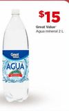 Oferta de Agua Great Value 2L por $15 en Bodega Aurrera