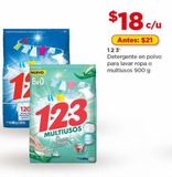 Oferta de Detergente en polvo 123 900g por $18 en Bodega Aurrera