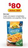 Oferta de McCain Gajos de papas congeladas horneables con paprika 750g por $80 en Bodega Aurrera