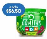 Oferta de AJOLO-GOMITAS  MENTA VIT A,D,C C/148GR por $56.5 en Farmacia San Pablo