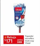 Oferta de Trapeador microfibra Cloth mop Vileda por $171 en Walmart