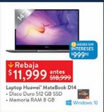 Oferta de Laptop Huawei por $11999 en Walmart