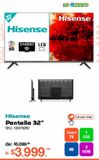 Oferta de Pantalla Hisense 32H5G / 32 pulgadas / HD / Smart TV por $3999 en RadioShack
