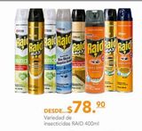 Oferta de Variedad de insecticida Raid 400ml por $78.9 en Fresko