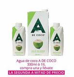 Oferta de Agua de coco A De Coco 330ml ó 1L en La Comer