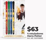 Oferta de 4 rotuladores Harry Potter por $63 en Office Depot