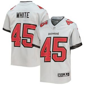 Oferta de Camiseta de juego del equipo invertida de los Tampa Bay Buccaneers de Nike Devin blanco gris para niños por $84.99 en Tienda NFL