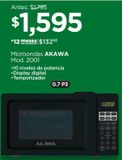 Oferta de Microondas AKAWA Mod. 2001 0,7 P3 por $1595 en Chedraui