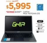 Oferta de Laptop Ghia Mod. NOTGHIA-313 14,1" por $5995 en Chedraui