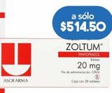 Oferta de ZOLTUM TAB 20MG CAJ C/28 por $514.5 en Farmacia San Pablo
