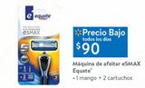 Oferta de Máquina de afeitar e5MAX Equate 1 mango + 2 cartuchos por $90 en Walmart