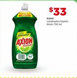 Oferta de Lavatrastes líquido Axion limón 750ml por $33 en Bodega Aurrera