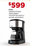 Oferta de Cafetera Oster 8 tazas reloj digital por $599 en Bodega Aurrera