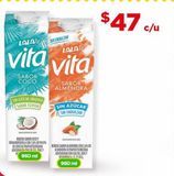 Oferta de Lala Vita sabor coco o almendra 960ml por $47 en Bodega Aurrera