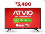 Oferta de Pantalla Atvio 32" ARK3216ILED Roku TV por $3490 en Bodega Aurrera